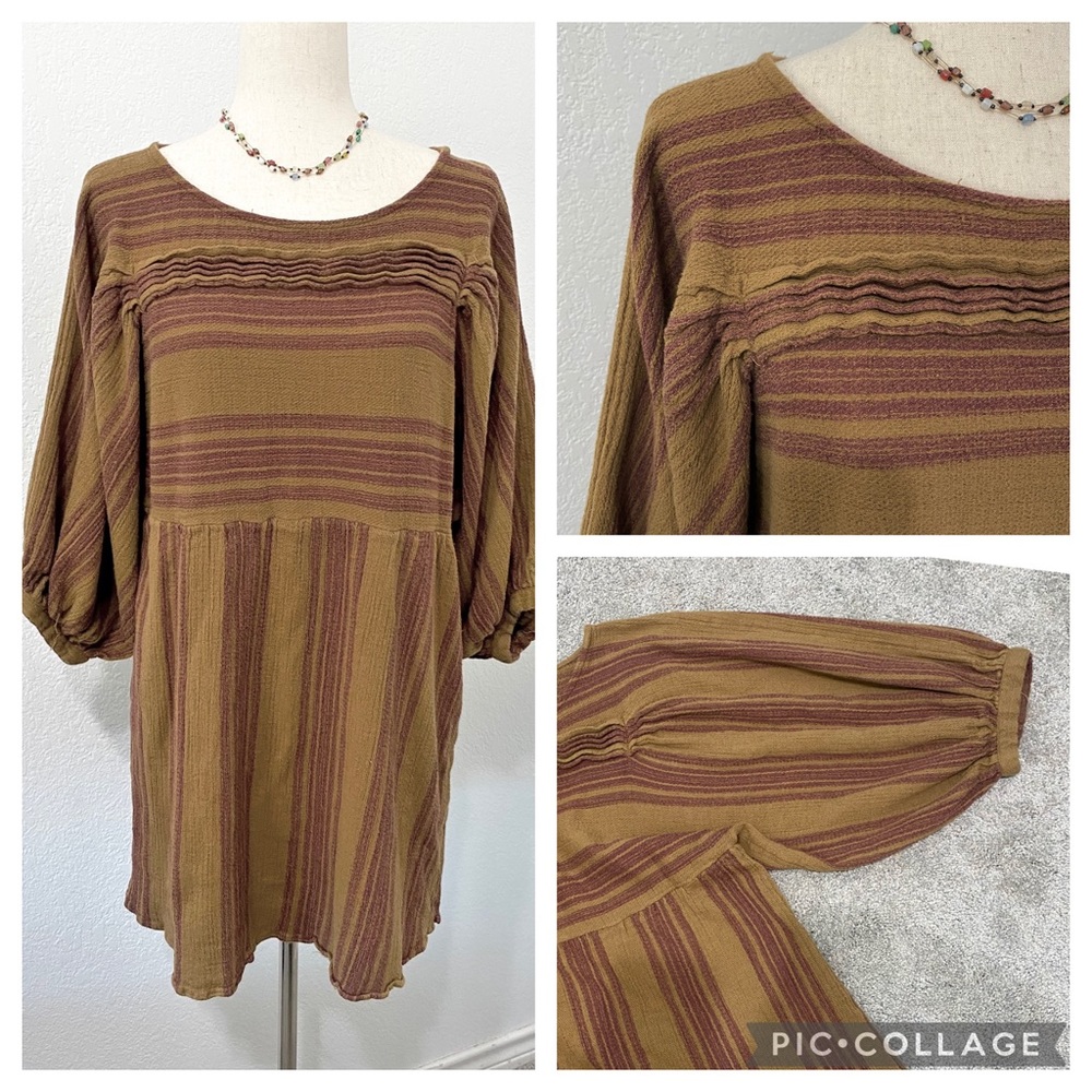Like New FREE PEOPLE M/Medium Fall Cotton Striped Dress Casual